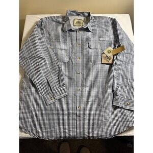 Tallwoods Fishing Shirt Mens XXXLT Element Wear Navy‎ Gingham Button Down NWT